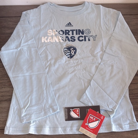 NWT [Adidas] Sporting Kansas City MLS Light Blue Long Sleeve Shirt Youth L (7) - Picture 3 of 9